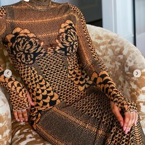 AFRM Long Sleeve Brown and Black Dress